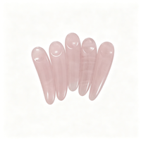 Spatule cosmétique OEM en quartz rose naturel, double usage, applicateur de crème pour les yeux et le visage, cuillère de massage facial anti-oxydation pour salon de beauté