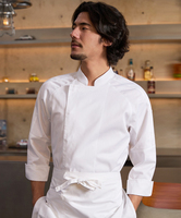 Veste de chef à manches courtes de style japonais moderne, revers retroussés, uniforme de chef T/C 80/20 respirant, cuisine, restaurant, unisexe