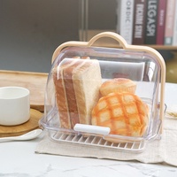Transparante broodopbergdoos met handvat, opklapbaar deksel, afdruipbak, stofdichte voedselcontainer voor aanrecht in de keuken