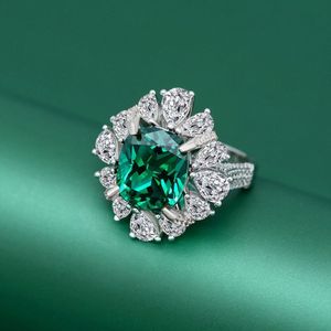 925 plata esterlina 6 quilates cuadrado grueso lujo <span class=keywords><strong>diamante</strong></span> completo 10*11 anillos de joyería fina simulación rubí <span class=keywords><strong>Esmeralda</strong></span> compromiso de boda - Product Image 4