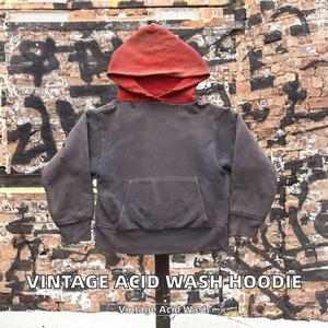 Sudadera con Capucha para Hombre, Estilo Vintage, Lavado Ácido, Algodón Desgastado, para Invierno - Product Image 2