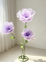 Fleurs artificielles de pavot et de pivoine pour grandes compositions florales, décoration intérieure, essentiels pour mariages et fêtes, options d'accessoires photo en organza
