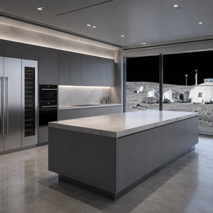 Meubles de <span class=keywords><strong>cuisine</strong></span> sur mesure de luxe avec îlot central, rangements hauts et portes laquées mates - Product Image 5