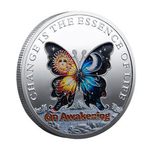 Moneta Commemorativa PANBO YBQX-0113 'Svezzamento della Farfalla' Bicolore in Ferro Pressofuso Placcato, Collezione Filosofia della Vita per Casa - Product Image 5