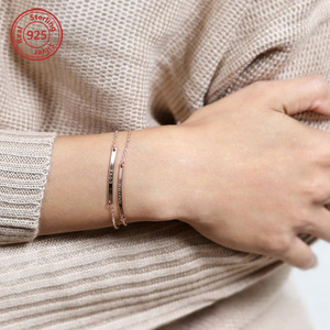 925 de plata flaco Bar <span class=keywords><strong>pulsera</strong></span> <span class=keywords><strong>coordenadas</strong></span> personalizadas <span class=keywords><strong>pulsera</strong></span> - Product Image 4