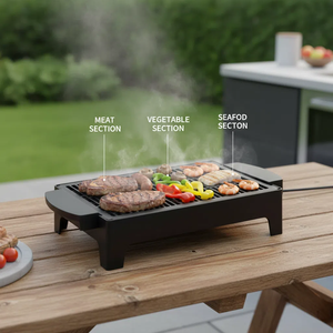 Indoor BBQ Electric <strong>Grill</strong> <strong>Pan</strong> Stainless Steel Non-Stick Smokeless <strong>Grill</strong> Adjustable Temperature for Steak Vegetable Grilling 220V - Product Image 4