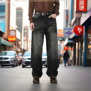 กางเกงยีนส์ขาตรงสำหรับผู้ชายกางเกงยีนส์ทรงหลวมสไตล์วินเทจซักได้14ออนซ์ผ้าคอตตอน100% โลโก้ออกแบบได้ตามต้องการ - Product Image 1
