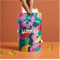 Sacs à fermeture éclair personnalisés en gros, qualité alimentaire, imprimés motifs abstraits vibrants et personnalisables pour l'emballage de bonbons et confiseries