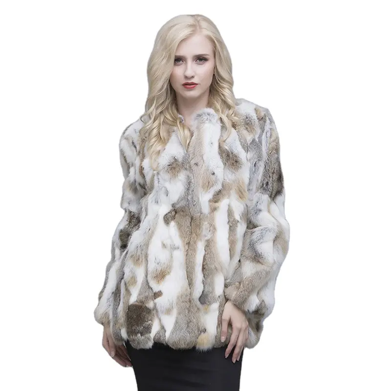 MWFur модное пальто с длинными рукавами MS.minshu модная зимняя теплая Женская однотонная куртка большого размера из кроличьего меха повседневные пальто
