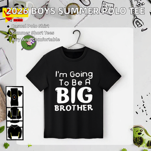 Camiseta informal con cuello redondo y manga corta con estampado de I'm Going To Be A Big Brother para niños - Product Image 2