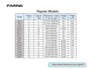 Batería de Plomo-Ácido Pequeña de Alto Rendimiento Marca Farna 4V4AH para Báscula Electrónica/Balanza Electrónica - Product Image 6