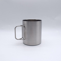 Tasse en acier inoxydable pour camping-car, tasses à double paroi incassables de 13.5oz/400ml avec poignées pliables pour le café de camping