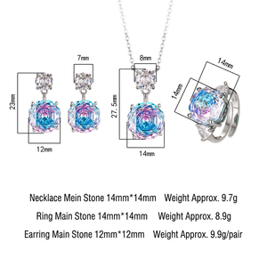 Minimalist Eco-friendly Gold Plated Copper Jewelry Sets 14-12mm Gradient Color Cubic Zirconia Wedding Party Trendy Necklace - Product Image 4