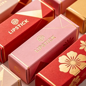 Boîte d'emballage personnalisée en papier spécial avec logo doré pour tube de gloss, taille sur mesure, rose, pour gloss/rouge à lèvres/baume à lèvres - Product Image 3