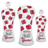 Nouveau Design Broderie 777 Lucky Dice Golf Head Covers Set Pu Leather Golf Driver Fairway Hybrid Headcover
