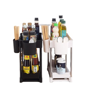 Home bathroom storage organizer shelf 2-tier sliding under sink cabinet organizer
