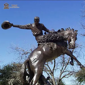 חיים גודל גדול נסיעות קאובוי פסלים מערבי ברונזה פסלי חיצוני מכירה