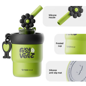 לוגו מותאם אישית טאמבלר ואקום תרמי קפה נירוסטה בקבוק מים מבודדים עם מכסה וקשית למתנת עסקים - Product Image 3