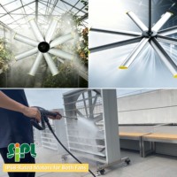 Ventilation de serre DC avec ventilateur de plafond HVLS de 3 m 180 W et ventilateur d'extraction mural de 1,22 m 290 W 36,5 V à économie d'énergie alimenté par votre système solaire