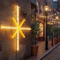 Luz LED de Arcoíris con Motivo de Estrella Cruzada 2D para Exteriores, IP65, con Marco de Aluminio Metálico de 70x70cm, para Decoración Navideña y de Paisajes