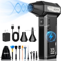 Souffleur d'air électrique mini turbo SDFM-X15, moteur sans balais 130 000 tr/min, 3 vitesses réglables, alimenté par batterie, usage industriel et DIY, 100 min d'autonomie