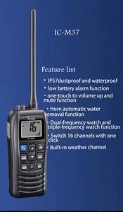 Vente en gros de talkie-walkie IC-M37 d'origine, IP57 6W Flotteur Flash <span class=keywords><strong>VHF</strong></span> <span class=keywords><strong>Marine</strong></span> de poche avec écran LCD Radio bidirectionnelle <span class=keywords><strong>marine</strong></span> longue portée - Product Image 4