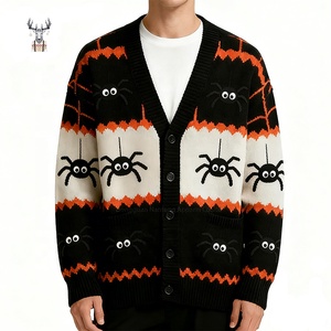 Cardigan da Uomo Nanteng Personalizzato di Alta Qualità, 100% Acrilico, Stile Street, Lavorazione Jacquard a Maglia <span class=keywords><strong>Ragno</strong></span>, Scollo a V con Bottoni - Product Image 1