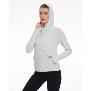 FOXA Women's UPF 50+ <b>Sun</b> Protection Lightweight Full Zip Hoodie Jacket Long Sleeve Hiking Performance <b>Shirt</b> With Pockets - Product Image 4