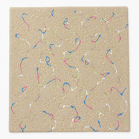 Tissu tricoté 100 % polyester personnalisé, motif tourbillon pastel, broderie de rêve, base en feutre doux couleur camel, points irréguliers et courbes aléatoires