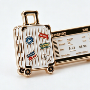 Pin Metálico para Maleta y Pasaporte, Chapado en Oro, Esmalte Duro, Aleación de Zinc, Forma Rectangular, Tema de Viaje - Product Image 4