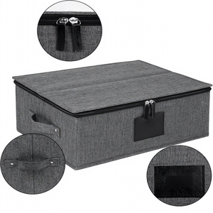 Organizador de tazas <span class=keywords><strong>con</strong></span> divisores, adecuado para tazas de vidrio y cerámica, <span class=keywords><strong>con</strong></span> tapa <span class=keywords><strong>con</strong></span> <span class=keywords><strong>cremallera</strong></span> y asa reforzada, apilable. - Product Image 4