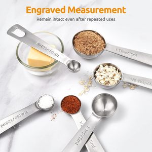 Ensemble de 6 cuillères doseuses en acier inoxydable 430 à tête ronde avec échelle graduée - Pour lait en poudre, café et assaisonnements de cuisine - Product Image 2