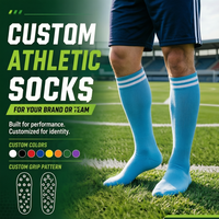 Chaussettes de sport antidérapantes en tricot fin imprimé football, anti-bactériennes, avec revers et semelle personnalisés, hauteur genou, vente en gros pour l'été