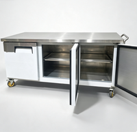 Table de préparation réfrigérée à porte simple pour sandwichs et salades, 8 bacs, refroidissement par ventilateur, plan de travail en acier inoxydable 304 pour café et sandwicherie
