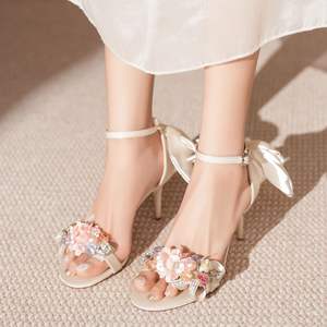 Sandales de <span class=keywords><strong>Mariage</strong></span> à Ruban d'Extérieur pour Femmes, Talons Hauts Stiletto Cheville en Soie et Caoutchouc, OEM/ODM, Vente en Gros - Product Image 4