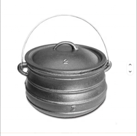 Marmite en fonte suspendue pour le camping en plein air, pot à haricots, pot à pommes de terre, four hollandais, pot plat Potjie avec poignée et couvercle 2qt