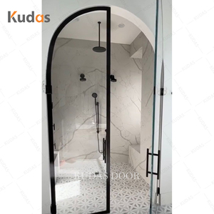 Vente en gros Portes de <span class=keywords><strong>douche</strong></span> à double tour Portes intérieures en aluminium avec arche en verre Portes de salle de bain françaises en arc - Product Image 4