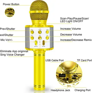 Ervaar Het Beste In Karaoke: De Hoogwaardige Professionele Draadloze Microfone-Luidspreker Handheld Karaoke-Microfoon Van De Fabriek Voor S