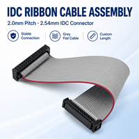 Câble ruban IDC, pas de 2,0 mm, connecteur IDC 2,54 mm vers câble plat gris pré-étamé IDC avec bosse pour carte de circuit imprimé