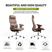Chaise de bureau exécutive en cuir, chaise de bureau ergonomique en cuir moderne, chaise de bureau pivotante confortable