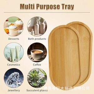 Sous-verres rétro en bambou et en bois, plateaux créatifs en bois pour pots de fleurs, sets de table créatifs ronds, rectangulaires, ovales et en forme de cœur - Product Image 2