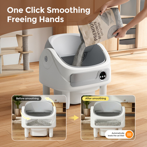 Bac à litière automatique intelligent pour chat, contrôlé par application, autonettoyant, facile à nettoyer, capacité de 65 L, toilette pour animaux de compagnie, contrôle des odeurs, grande ouverture, blanc - Product Image 3