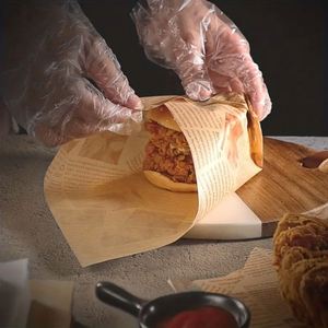 Papier d'emballage alimentaire personnalisé en PE anti-graisse pour sandwich, hamburger, pain - Product Image 4