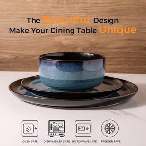 STELLAR Top Sale Nordic Luxury Blue Eco-Friendly Porcelain Restaurant Bowls Oval Plates <b>Dinnerware</b> <b>Set</b> Minimalist Design High - Product Image 2
