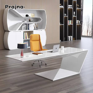 Mesa en Manager Boss CEO Manager Escritorio en forma de L Mesa de oficina ejecutiva de madera blanca para muebles de oficina - Product Image 4