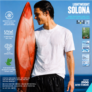 Camiseta de manga corta para hombre, 210G, color sólido, fibra vegetal natural, cuello redondo, fresca, de secado rápido, informal, al por mayor - Product Image 1