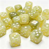 Dés en résine vert nacré doré avec chiffres, peints à la main, logo personnalisable et D6 de 16 mm pour jeux de société