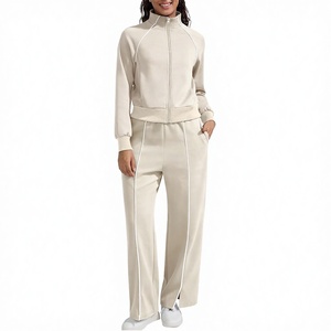 Conjuntos de 2 Piezas para Mujer, Invierno 2025, Casuales, Estampados, con Cierre, Pantalones Anchos a Rayas, para Viajar al Aeropuerto - Product Image 3