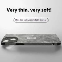 Coque de téléphone portable en peau d'agneau compatible avec iPhone 13 Pro pour 14 Four Corners Couverture complète en peluche antichoc
