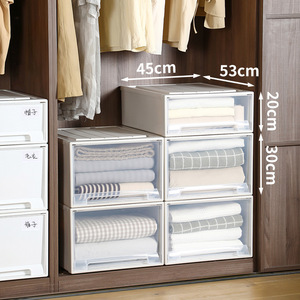 Clothing Organizer <b>Plastic</b> Storage Drawer Rectangle Solid Color <b>Large</b> Capacity Household Storage <b>Box</b> For Clothes And Bedding - Product Image 2